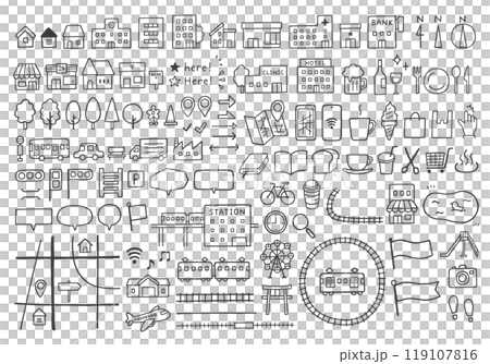 Hand-drawn icon set for maps, access maps, etc. 119107816