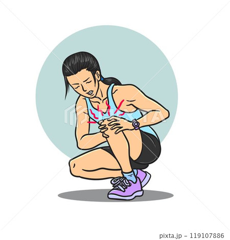 Woman with a knee injury vector 119107886
