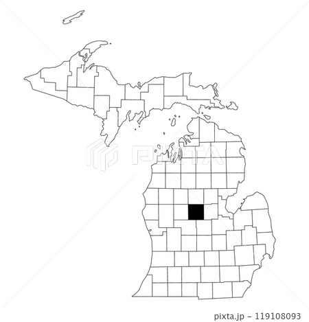 Map of Isabella County in Michigan state on white background. single County map highlighted by black colour on Michigan map. UNITED STATES, US Map of Isabella County in Michigan state on white background. single County map highlighted by black colour on Michigan map. UNITED STATES, US 119108093