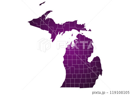 Michigan administrative map. counties map of Michigan, blank Map, empty map of Michigan 119108105