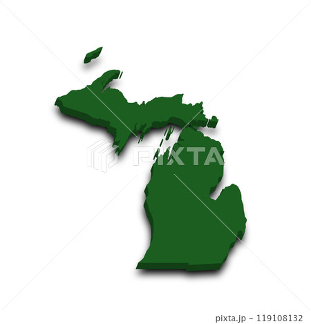 3d Map of Michigan state with color. United State of America, US, United State 3d Map of Michigan state with color. United State of America, US, United State 119108132