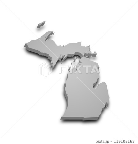 3d Map of Michigan state with color. United State of America, US, United State 3d Map of Michigan state with color. United State of America, US, United State 119108165