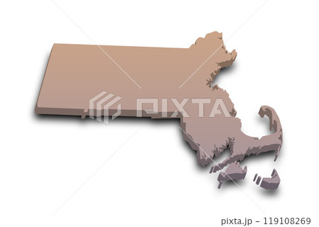 3d Map of Massachusetts state with color. United State of America, US, United State 119108269