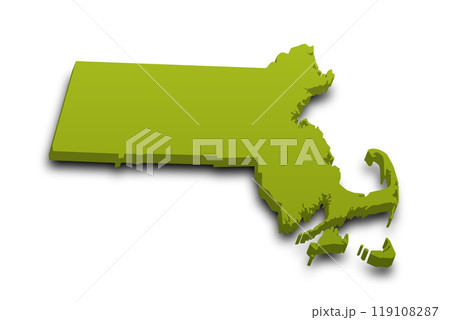 3d Map of Massachusetts state with color. United State of America, US, United State 119108287
