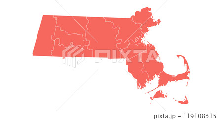 Massachusetts administrative map. counties map of Massachusetts, blank Map, empty map of Massachusetts 119108315