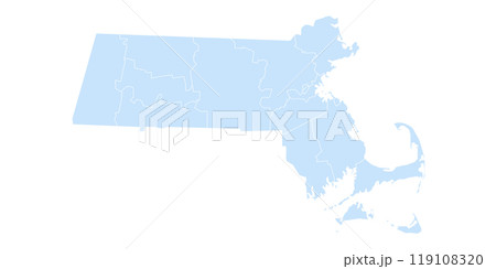 Massachusetts administrative map. counties map of Massachusetts, blank Map, empty map of Massachusetts 119108320
