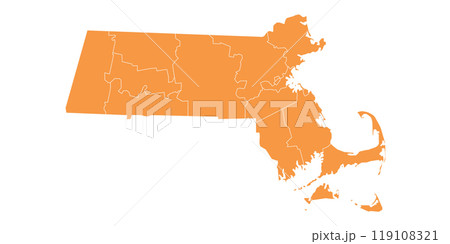 Massachusetts administrative map. counties map of Massachusetts, blank Map, empty map of Massachusetts 119108321