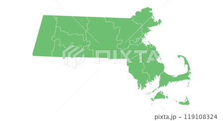 Massachusetts administrative map. counties map of Massachusetts, blank Map, empty map of Massachusetts 119108324