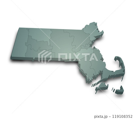 3d Map of Massachusetts state with color. United State of America, US, United State 119108352