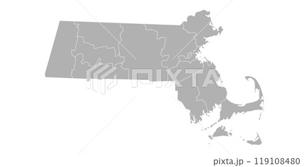 Massachusetts administrative map. counties map of Massachusetts, blank Map, empty map of Massachusetts 119108480