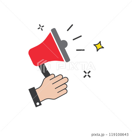 Hand holding megaphone Hand holding megaphone 119108643