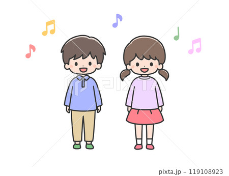 合唱する男の子と女の子 119108923