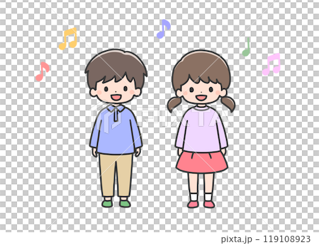 Boys and girls singing together Boys and girls singing together 119108923