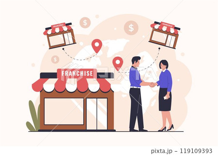 Franchise network business model concept Franchise network business model concept 119109393