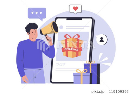 Social media post giveaway concept illustration Social media post giveaway concept illustration 119109395