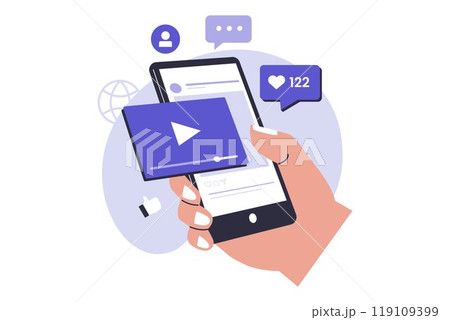 Social media video content concept illustration 119109399