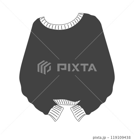 Stretched sweater with saggy long sleeve in grayscale. Ugly Sweater Day greeting design element idea Stretched sweater with saggy long sleeve in grayscale. Ugly Sweater Day greeting design element idea 119109438