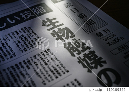 新聞の報道イメージ（撮影用に作成した新聞です。著作権の侵害なし） 119109533