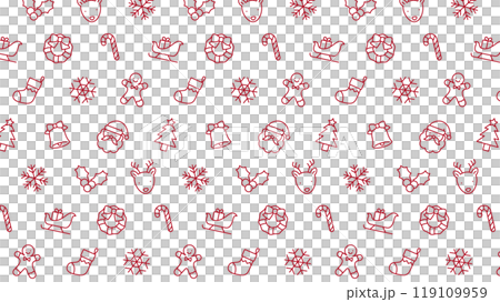 Seamless pattern of Christmas icons.Cute line art illustration. Seamless pattern of Christmas icons.Cute line art illustration. 119109959