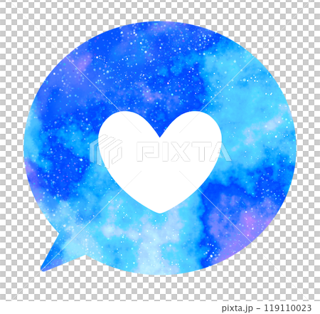 マーブルな星空｜ハートアイコンの吹き出し 119110023