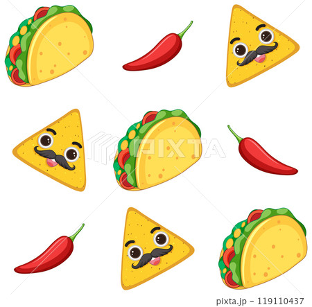 Cute Tacos and Peppers Pattern Cute Tacos and Peppers Pattern 119110437