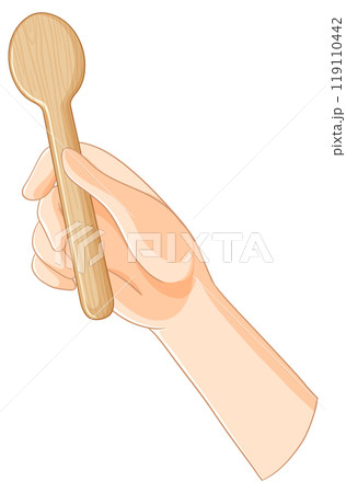 Hand Holding a Wooden Spoon Hand Holding a Wooden Spoon 119110442