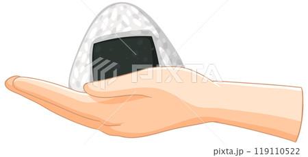 Hand Holding a Rice Ball Illustration 119110522