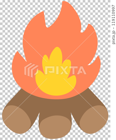 Hand Drawn cute Camping Bonfire 119110997