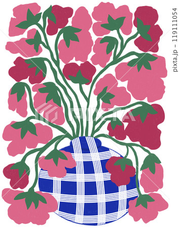 Pink flowers in vase 119111054