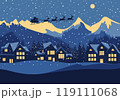 over the village in the christmas eve 119111068