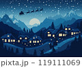 over the village in the christmas eve 119111069