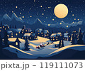 over the village in the christmas eve 119111073