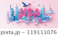 USA landmarks and symbols with sweet color design 119111076