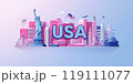 USA landmarks and symbols with sweet color design 119111077