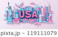USA landmarks and symbols with sweet color design 119111079