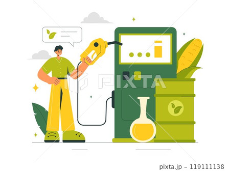 Biofuel Life Cycle of Natural Materials and Plants with Green Barrels and Biogas Production Energy in a Flat Cartoon Background Vector Illustration Biofuel Life Cycle of Natural Materials and Plants with Green Barrels and Biogas Production Energy in a Flat Cartoon Background Vector Illustration 119111138