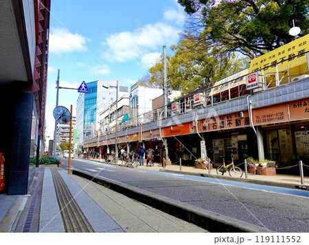 阪急宝塚本線岡町駅東口の岡町商店街のアーケードの風景　大阪府豊中市中桜塚 119111552