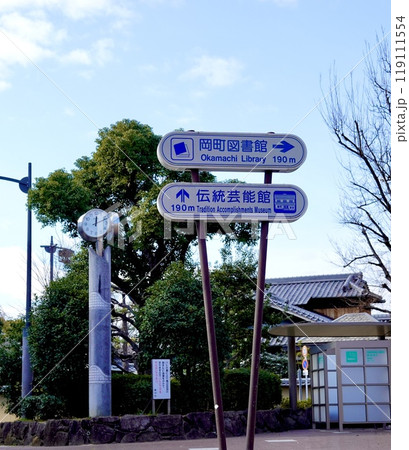 阪急宝塚本線岡町駅西口の道案内の看板がある風景　大阪府豊中市岡町北 119111554