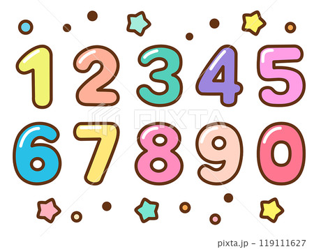 ポップでかわいい子供向けの数字のイラスト1234567890 119111627