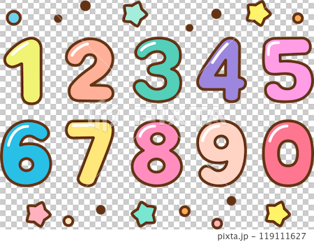 ポップでかわいい子供向けの数字のイラスト1234567890 119111627