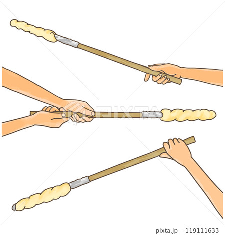 焼く前の棒パンを持つ手 イラストセット 焼く前の棒パンを持つ手 イラストセット 119111633