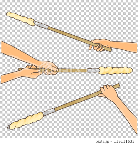 焼く前の棒パンを持つ手 イラストセット 焼く前の棒パンを持つ手 イラストセット 119111633