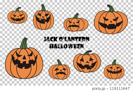 Simple jack-o'-lantern illustration set Simple jack-o'-lantern illustration set 119111647