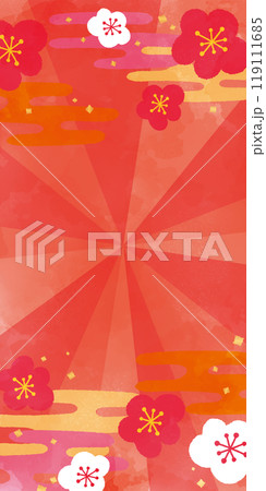 お正月の水彩花柄和柄背景 お正月の水彩花柄和柄背景 119111685