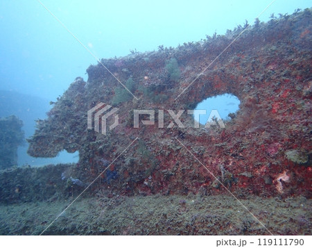 海の中にある白浜の沈没船の一部 119111790