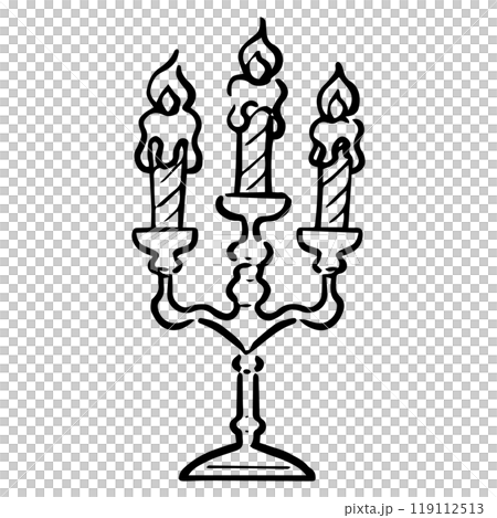 手描き キャンドルと燭台 モノクロ 手描き キャンドルと燭台 モノクロ 119112513
