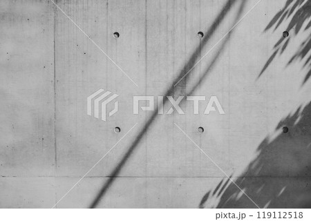 打ちっ放しのコンクリート壁 樹木などの影のある背景　a-2-1 モノクロ暗め 119112518