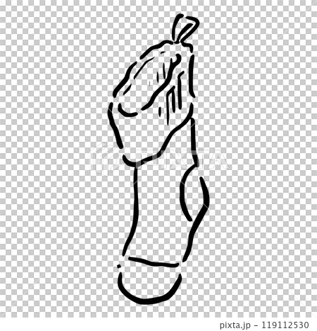 手書き　クリスマスの靴下　モノクロ 119112530
