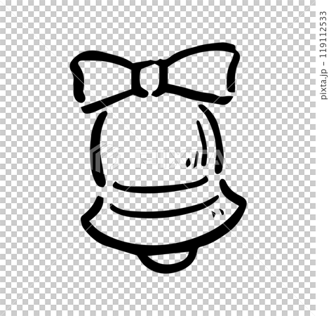 手書き　クリスマスの鈴　モノクロ 119112533