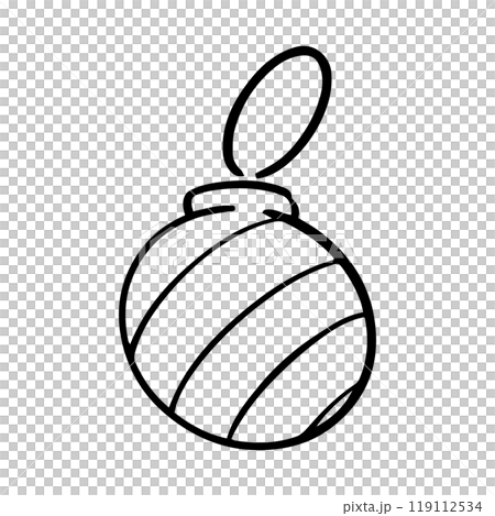 手書き　クリスマスの丸いオーナメント モノクロ 119112534